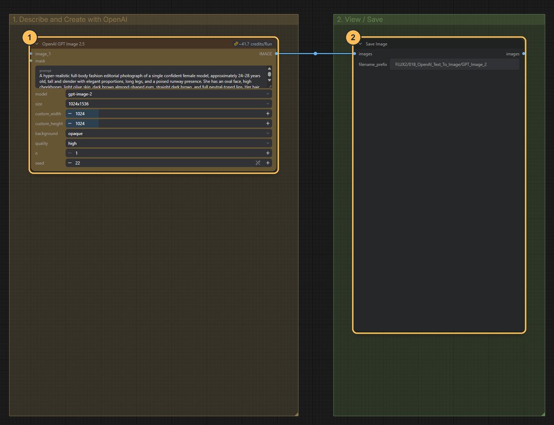 Workflow close-up with numbered nodes